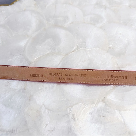 Liz Claiborne Red Leather Slim Brass Buckle Belt M main image 13